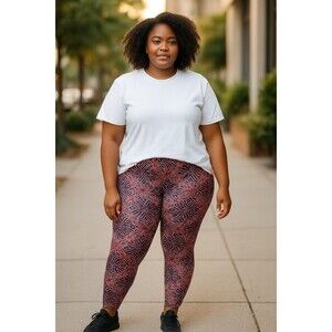 LuLaRoe Tall And Curvy Geometric Purple Pink Butter Leggings